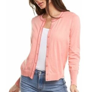 Court & Rowe - Taylor Button Front Light Luxe Tipped Cotton Silk Cardigan - 2X